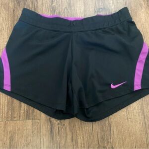 Nike Women's Black Shorts with Purple Accents